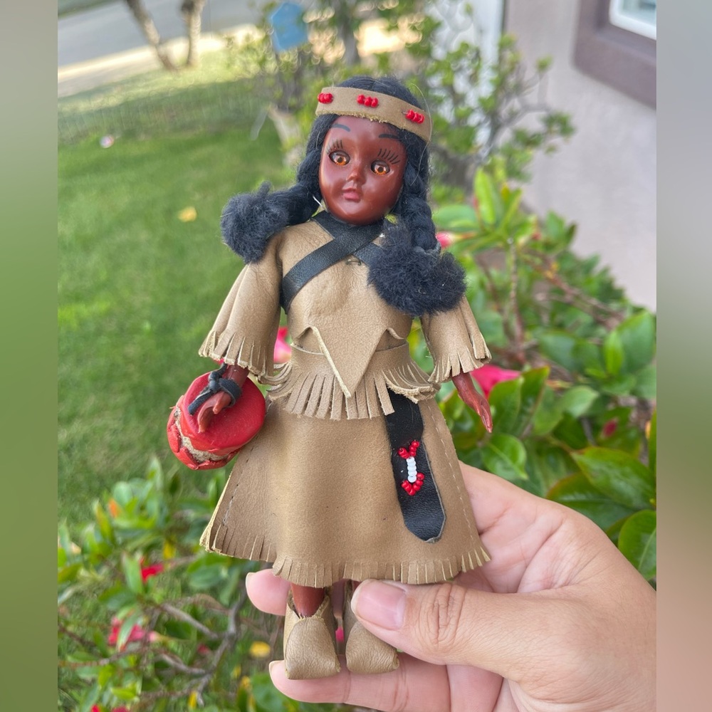 Carlson Dolls Handmade 7” Native American Girl Comanche Princess Drum